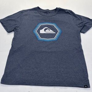 Quiksilver Boys Heather Navy Short Sleeve Logo Tee with Blue Accent